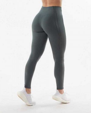 Beige Grey Women's Alphalete Pulse Kinetic Leggings | UAE-924058