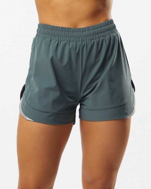 Beige Grey Women's Alphalete Stride 3" Shorts | UAE-340871