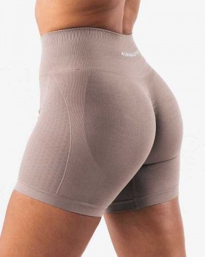 Beige Women's Alphalete Amplify Contour 5" Shorts | UAE-069381