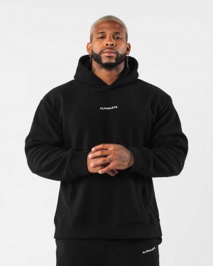 Black Men's Alphalete King Hoodie | UAE-018549