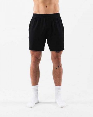 Black Men's Alphalete Lounge Shorts | UAE-251869