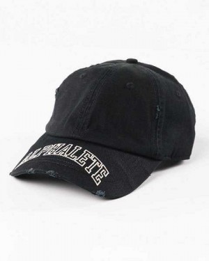 Black Unisex Alphalete Collegiate Vintage Cap | UAE-264859