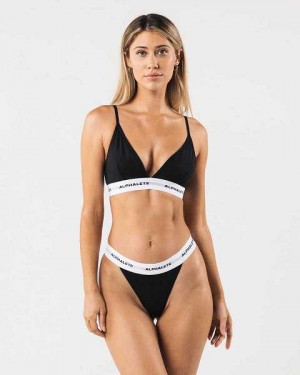 Black Women's Alphalete Acute Bralette Underwear | UAE-458721