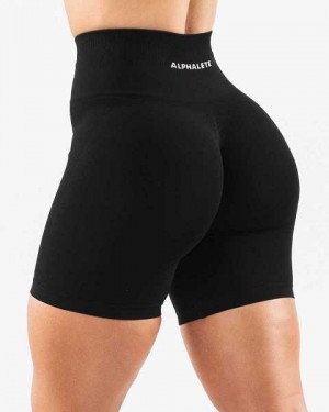 Black Women's Alphalete Amplify 6.5” Shorts | UAE-432987