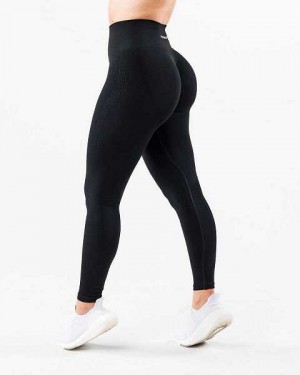 Black Women's Alphalete Amplify Contour Leggings | UAE-460785