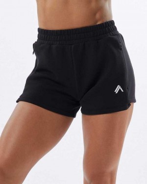 Black Women's Alphalete ELMTS Athletic 3.5" Shorts | UAE-918064