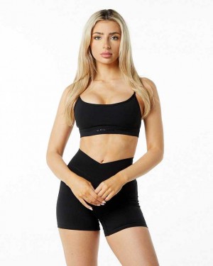 Black Women's Alphalete Surface Limitless Sports Bra | UAE-578421