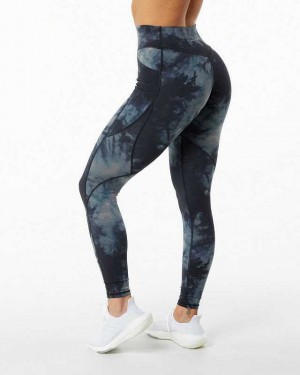 Black Women's Alphalete Surface Pocket Leggings | UAE-278015