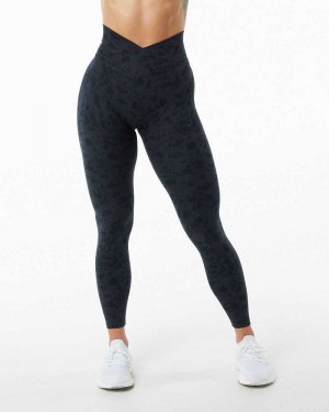 Black Women's Alphalete Surface Power Leggings | UAE-701249