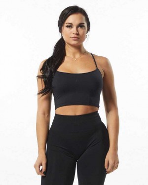 Black Women's Alphalete Ultrasoft Camisole Tanks | UAE-476923