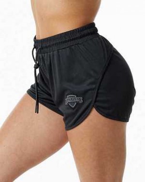 Black Women's Alphalete Varsity 3.25" Shorts | UAE-124078