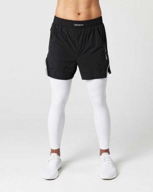 Black / White Men's Alphalete Infinity 2-in-1 Speed 5.5" Shorts | UAE-364971