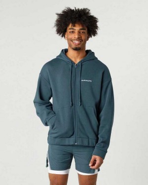 Blue Men's Alphalete Classic Full-Zip Jackets | UAE-487930