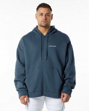 Blue Men's Alphalete Classic Full-Zip Jackets | UAE-271869