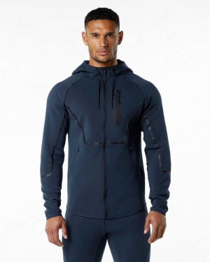 Blue Men's Alphalete ELMTS Athletic Jackets | UAE-257418