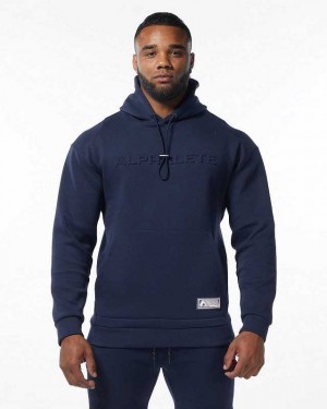 Blue Men's Alphalete ELMTS Hoodie | UAE-549071