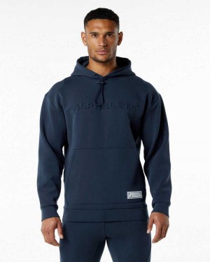 Blue Men's Alphalete ELMTS Hoodie | UAE-817056