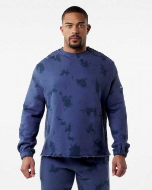 Blue Men's Alphalete HCTS Drop Shoulder Sweater | UAE-216849