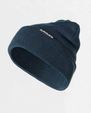 Blue Unisex Alphalete Essential Foldover Beanie | UAE-107593