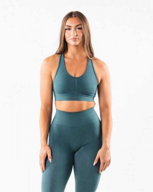 Blue Women's Alphalete Amplify Sports Bra | UAE-132950