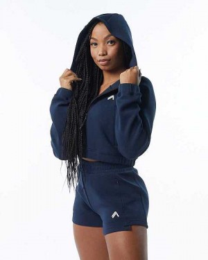 Blue Women's Alphalete ELMTS Full-Zip Crop Jackets | UAE-874619