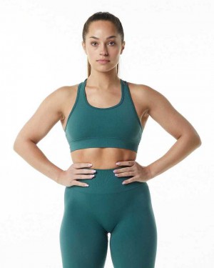 Blue Women's Alphalete Revival Sports Bra | UAE-782314