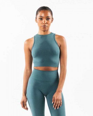 Blue Women's Alphalete Stratus Crop Tanks | UAE-613207