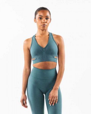 Blue Women's Alphalete Stratus Sports Bra | UAE-603125