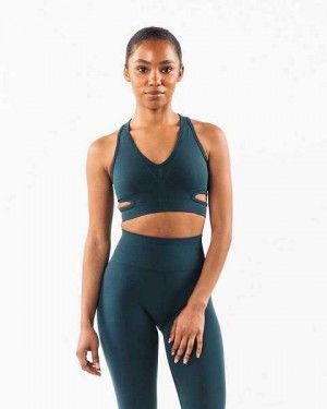 Blue Women's Alphalete Stratus Sports Bra | UAE-105924