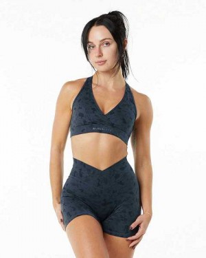 Blue Women's Alphalete Surface Wrap Sports Bra | UAE-920457