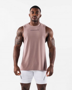 Brown Men's Alphalete AA Airtech Cutoff Tanks | UAE-951084