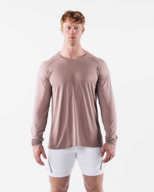 Brown Men's Alphalete AA Airtech LS Long Sleeve Shirts | UAE-427968