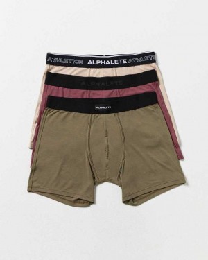 Brown Men's Alphalete Classic Boxer Brief 3pk Underwear | UAE-764531