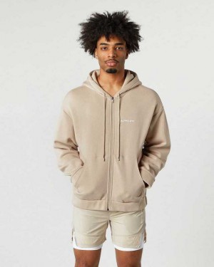 Brown Men's Alphalete Classic Full-Zip Jackets | UAE-413679