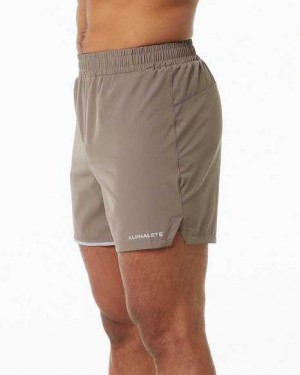 Brown Men's Alphalete Core Stride 5” Shorts | UAE-296134