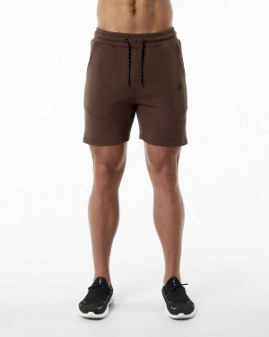 Brown Men's Alphalete ELMTS Athletic 6" Shorts | UAE-631809