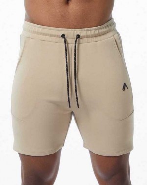 Brown Men's Alphalete ELMTS Athletic 6" Shorts | UAE-975238