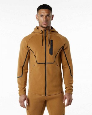 Brown Men's Alphalete ELMTS Athletic Jackets | UAE-942501