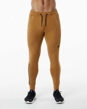 Brown Men's Alphalete ELMTS Cuffed Jogger | UAE-379048