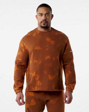 Brown Men's Alphalete HCTS Drop Shoulder Sweater | UAE-954378