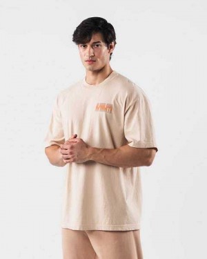 Brown Unisex Alphalete Cryptic Short Sleeve Shirts | UAE-604871