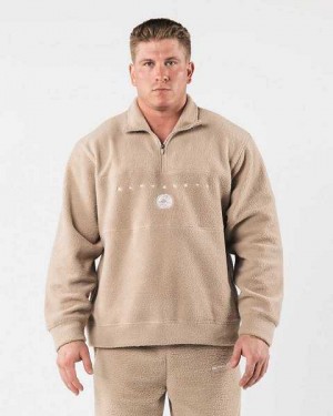 Brown Unisex Alphalete King Quarter Zip Jackets | UAE-458630