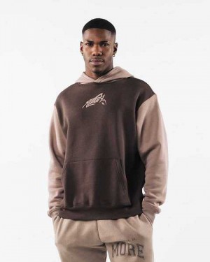 Brown Unisex Alphalete Stencil Hoodie | UAE-819346