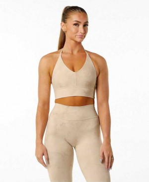 Brown Women's Alphalete Alphalux Wonder Sports Bra | UAE-852439