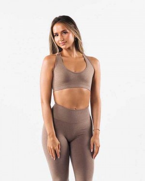 Brown Women's Alphalete Amplify Contour Sports Bra | UAE-708439