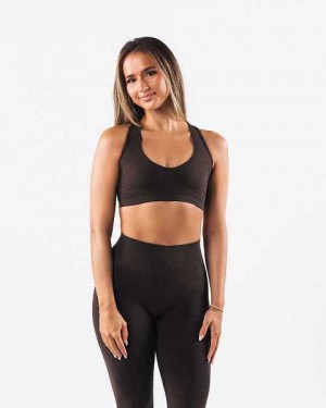 Brown Women's Alphalete Amplify Contour Sports Bra | UAE-182637