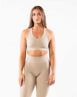 Brown Women's Alphalete Amplify Sports Bra | UAE-941085