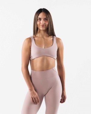 Brown Women's Alphalete Aura Sculpt Sports Bra | UAE-674380