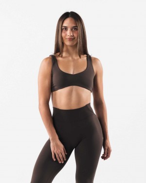 Brown Women's Alphalete Aura Sculpt Sports Bra | UAE-923874