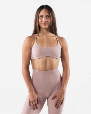 Brown Women's Alphalete Aura Strappy Sports Bra | UAE-408291